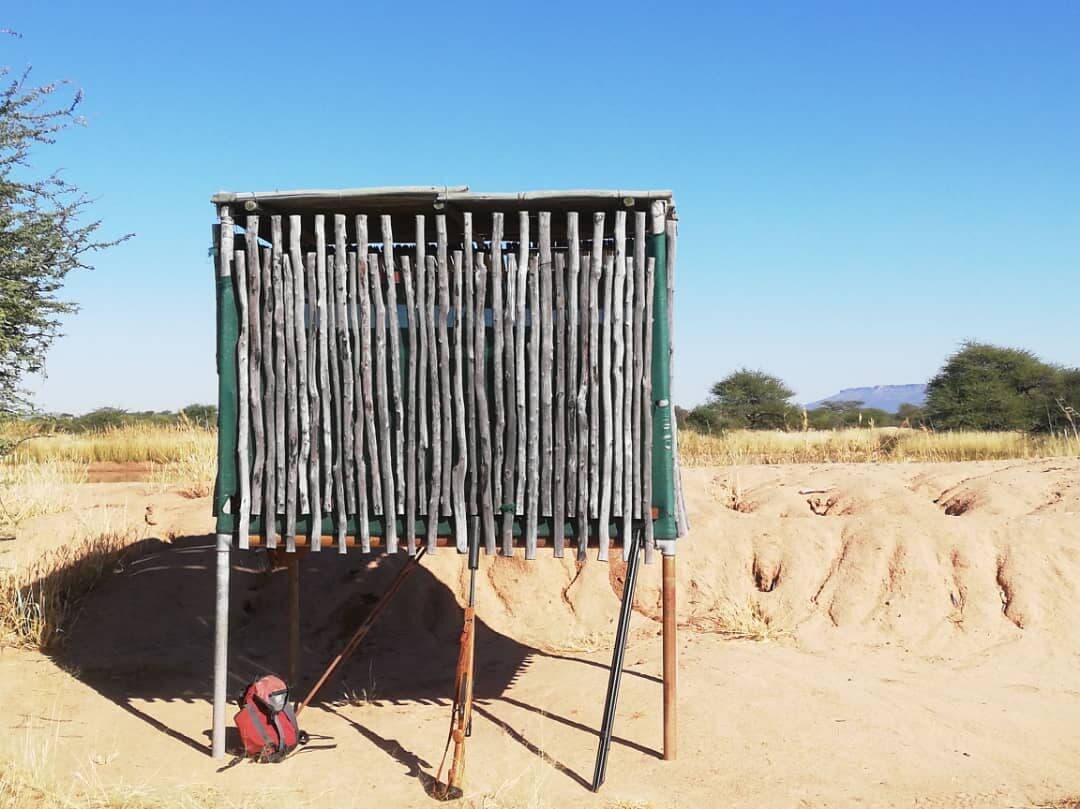 A bow hunting hide overlooking a waterhole