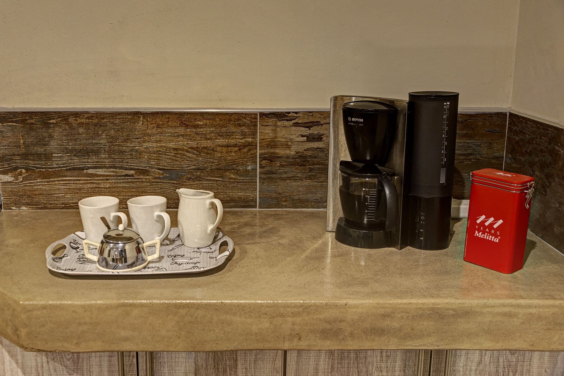Coffee and tea station in the guest room
