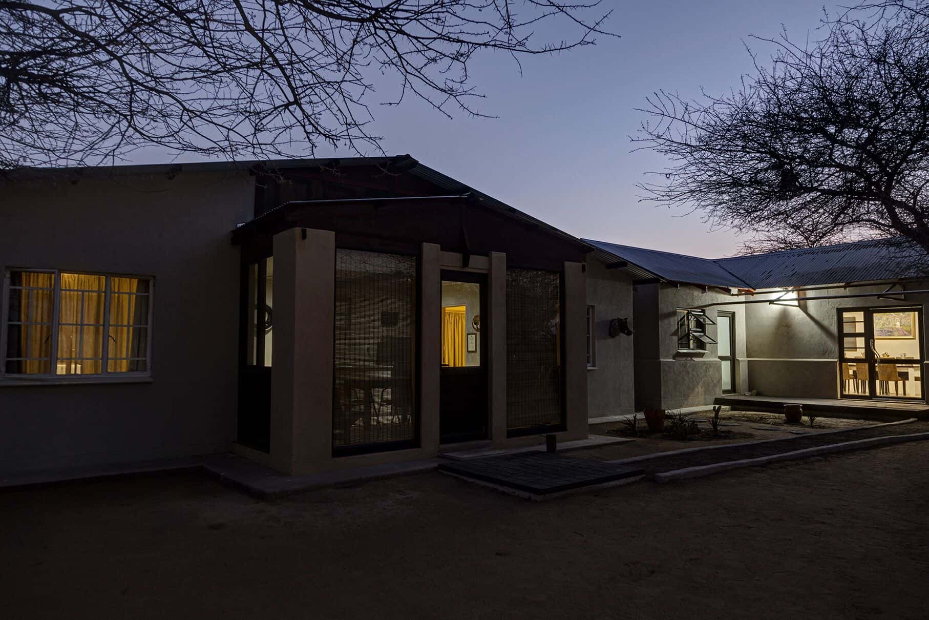 The guest house at dusk